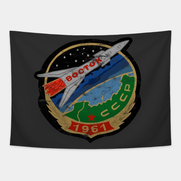 Retro Cosmonaut Mission Badge Tapestry by Slightly Unhinged