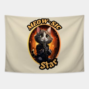 "Meow-sic Star: Cat Center Stage" Tapestry