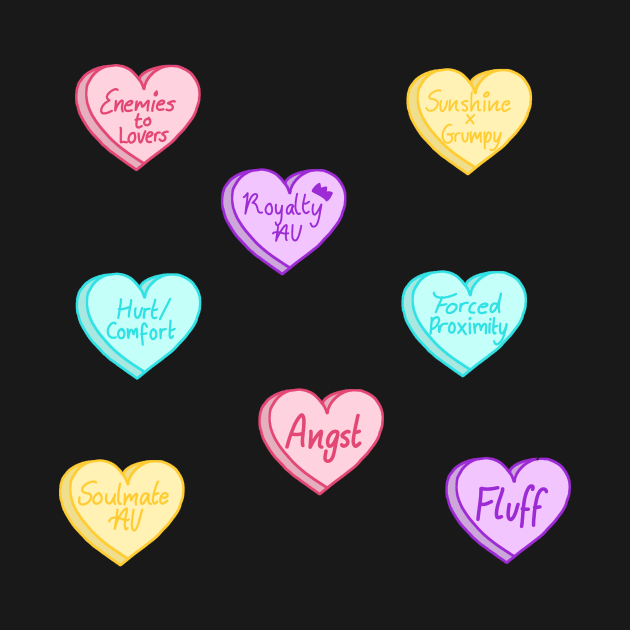 Fanfiction Trope Loveheart Stickers by TheHermitCrab