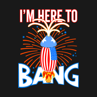 USA Funny Penis Fireworks I'm Here To Bang T-Shirt