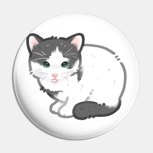 Black White kitten Pin