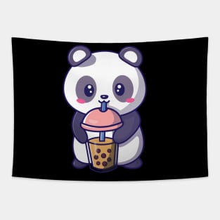 Cute Kawaii Bubble Tea lover Panda Tapestry