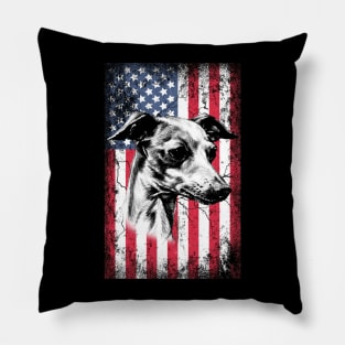 Patriotic Greyhound American Flag Pillow