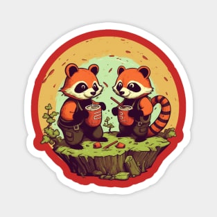 Cute Kawaii Redpanda Enjoying a Drink Magnet