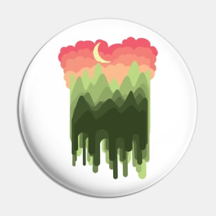 Crescent moon and green mountains Pin