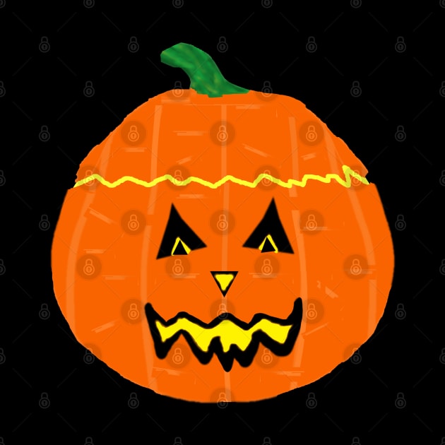 Happy Halloween Smiling Jack O Lantern (Black Background) by Art By LM Designs 