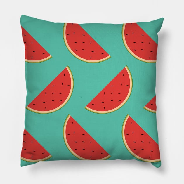 Delicious Summertime Watermelon Slices Pillow by Rhubarb Myrtle