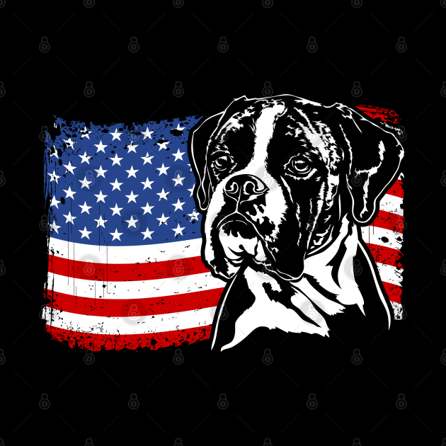 Proud Boxer Dog American Flag patriotic dog by wilsigns