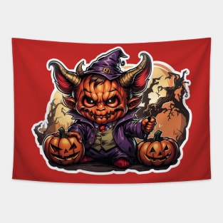 Halloween Devil Pumpkin Tapestry