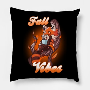 Fall Vibes - Cute Relaxing Red Panda Pillow