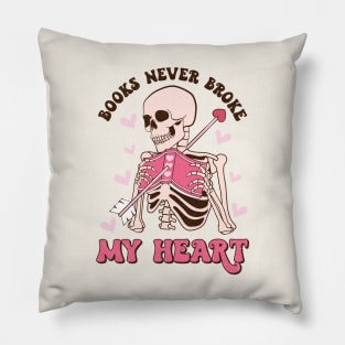 Books Never Broke My Heart Funny Skeleton Pillow