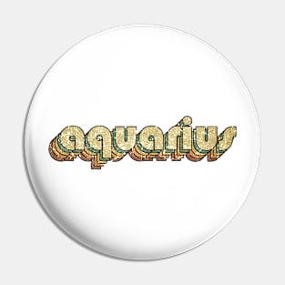 Aquarius // Vintage Rainbow Typography Style // 70s Pin