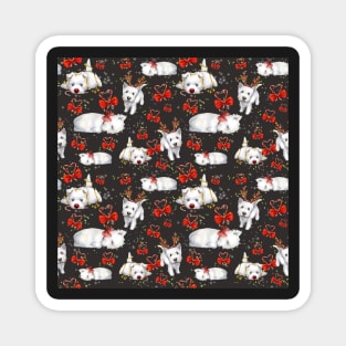 Christmas Westies black pattern Magnet