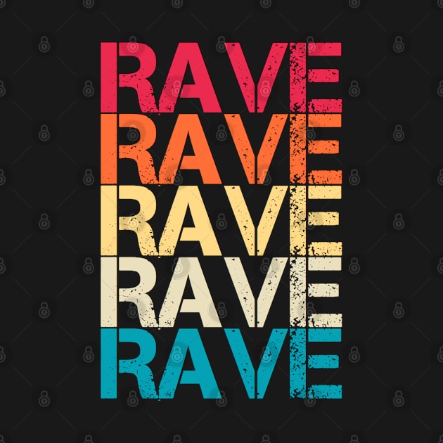 Rave Retro Vintage Sunset Aesthetic Distressed Repeat Typography by Inspire Enclave