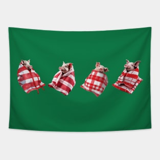 Funny Festive Pigs in Blankets Christmas Pun 6 Tapestry