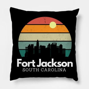 Fort Jackson, South Carolina  // Vintage Sunset Skyline Pillow