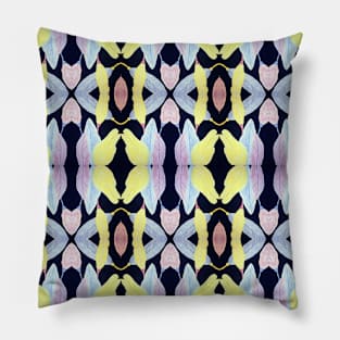 Feather Pattern Created by Colored Pencils and Cut Paper Digitally Rendered in a Repeating Design Pillow