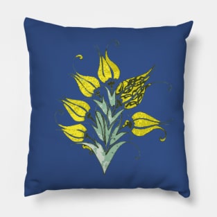 Yellow Tulips In Artistic Ottoman Turkish Style Pillow