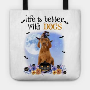 Vizsla Witch Hat Life Is Better With Dogs Halloween Tote