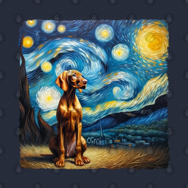 Starry Vizsla Portrait - Dog Portrait by starry_night