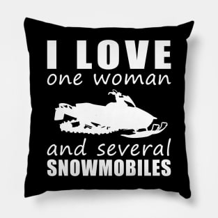 Winter Wonderland Love - Funny 'I Love One Woman and Several Snowmobiles' Tee! Pillow