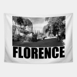 Florence Black and White Photography Travel Landscape (black text) Tapestry