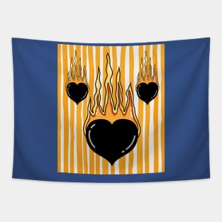 Flames Burning Heart On Fire Tapestry