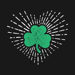 Irish Shamrock Heart Badge T-Shirt