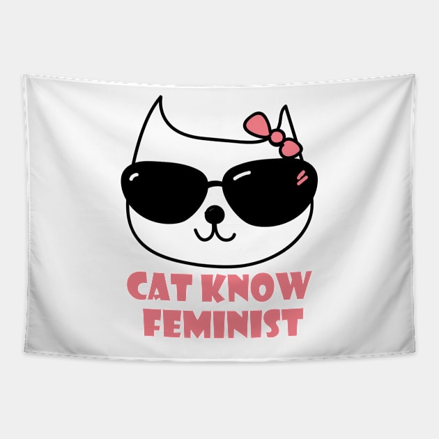 Cat Know Feminist Tapestry by Estegmam