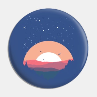 Forest Mountain Sunrise Pin