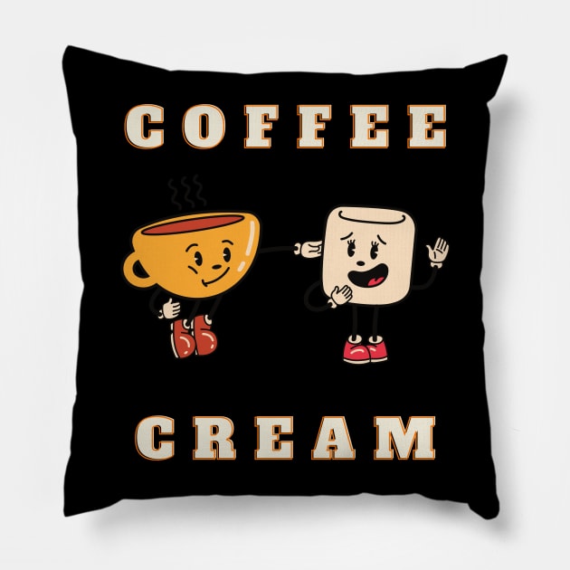 Coffee Cream Cups T-Shirt Design Pillow by EG78