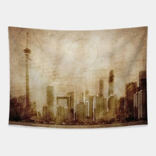 Vintage skyline of Toronto Tapestry