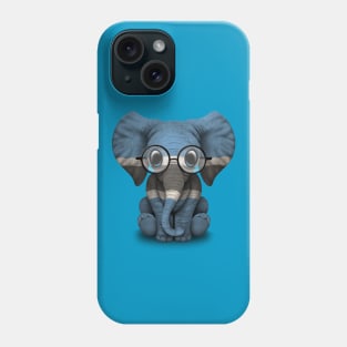 Baby Elephant with Glasses and Botswana Flag Phone Case