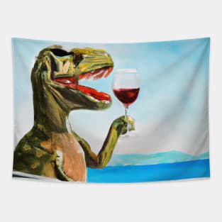 T-Rex With Wine Tapestry