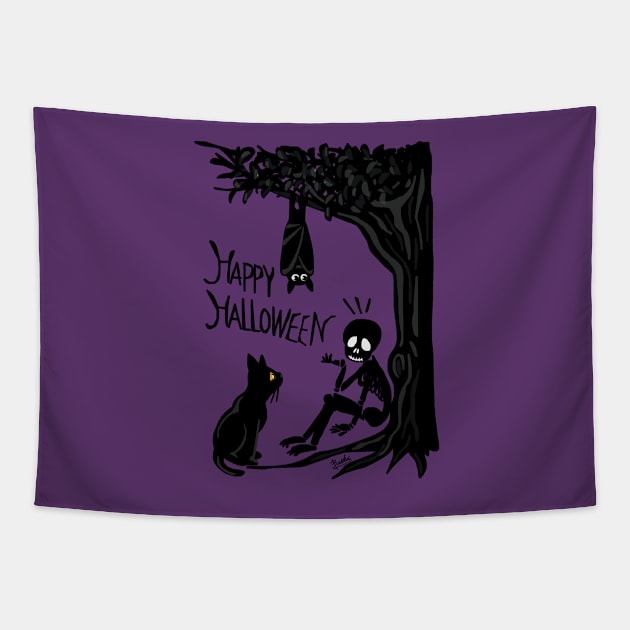 Halloween with the scull Tapestry by BATKEI