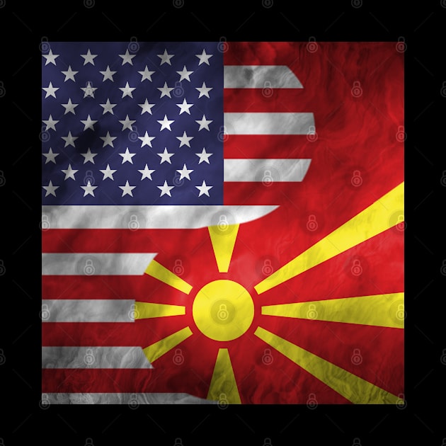 USA and North Macedonia Dual Flag Yin Yang Combination by Family Heritage Gifts