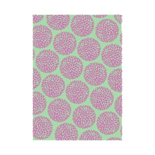 Lake Green & Pink Dahlia Pattern T-Shirt