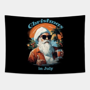 Beachside Santa | "Christmas in July" Festive Portrait T-Shirt Tapestry