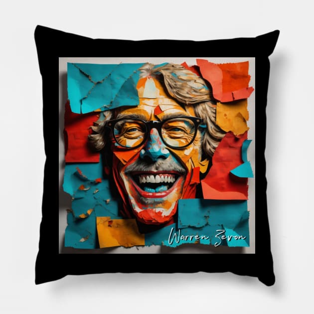 Warren Zevon // Paper Art Pillow by Otmr Draws