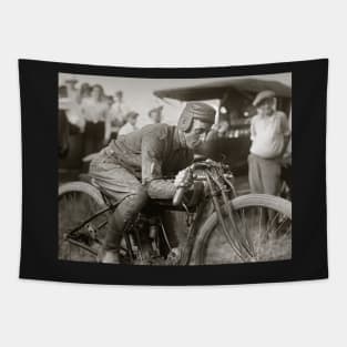 Motorcyle Racer, 1922. Vintage Photo Tapestry