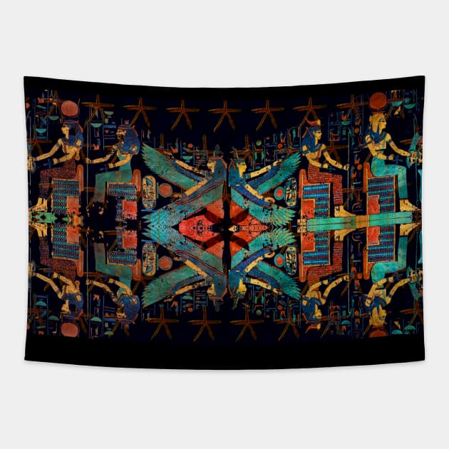 Protective Egyptian Goddesses Star Mask Tapestry by CRWPROD