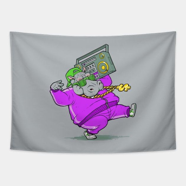 Hip Hop Hippo Tapestry by Tobe_Fonseca
