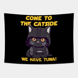 Funny Cute Black Sci-Fi Cat Dark side Tapestry