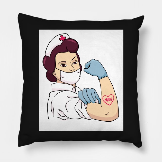 Fierce Nurse Girl Power Strong Woman Social Distancing FaceMask Pillow by gillys