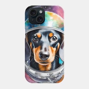 Rainbow Galaxy Astronaut Dachshund Phone Case