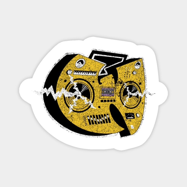 yellow radio vintage Magnet by Mr.Skull & Grunge