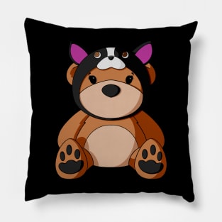 Boston Terrier Hat Teddy Bear Pillow