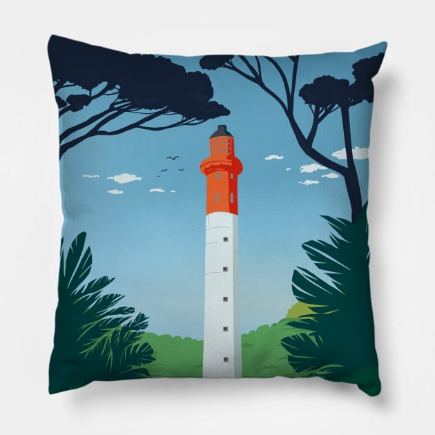 Lighthouse of Cap Ferret Pillow by Mimie20