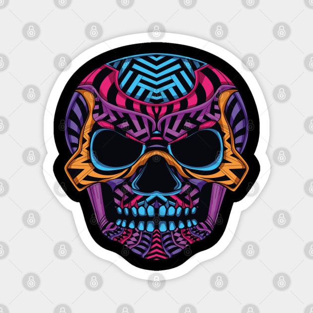 Glow Color Skull Neon Art Magnet by cartoonbug