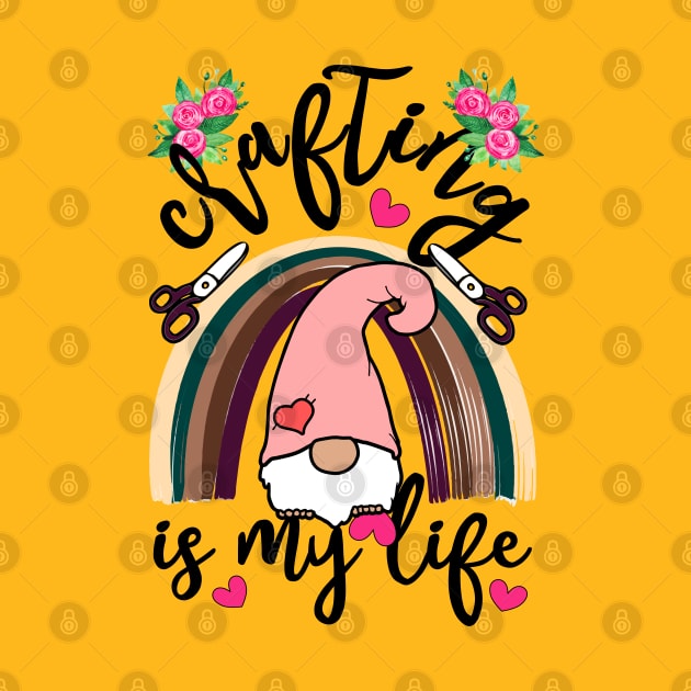 Crafting Makes Everything Better Crafting Is My Life Gnome Rainbow and Scissors by alcoshirts